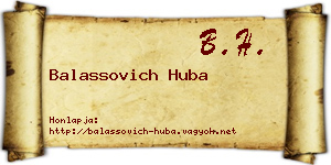 Balassovich Huba névjegykártya